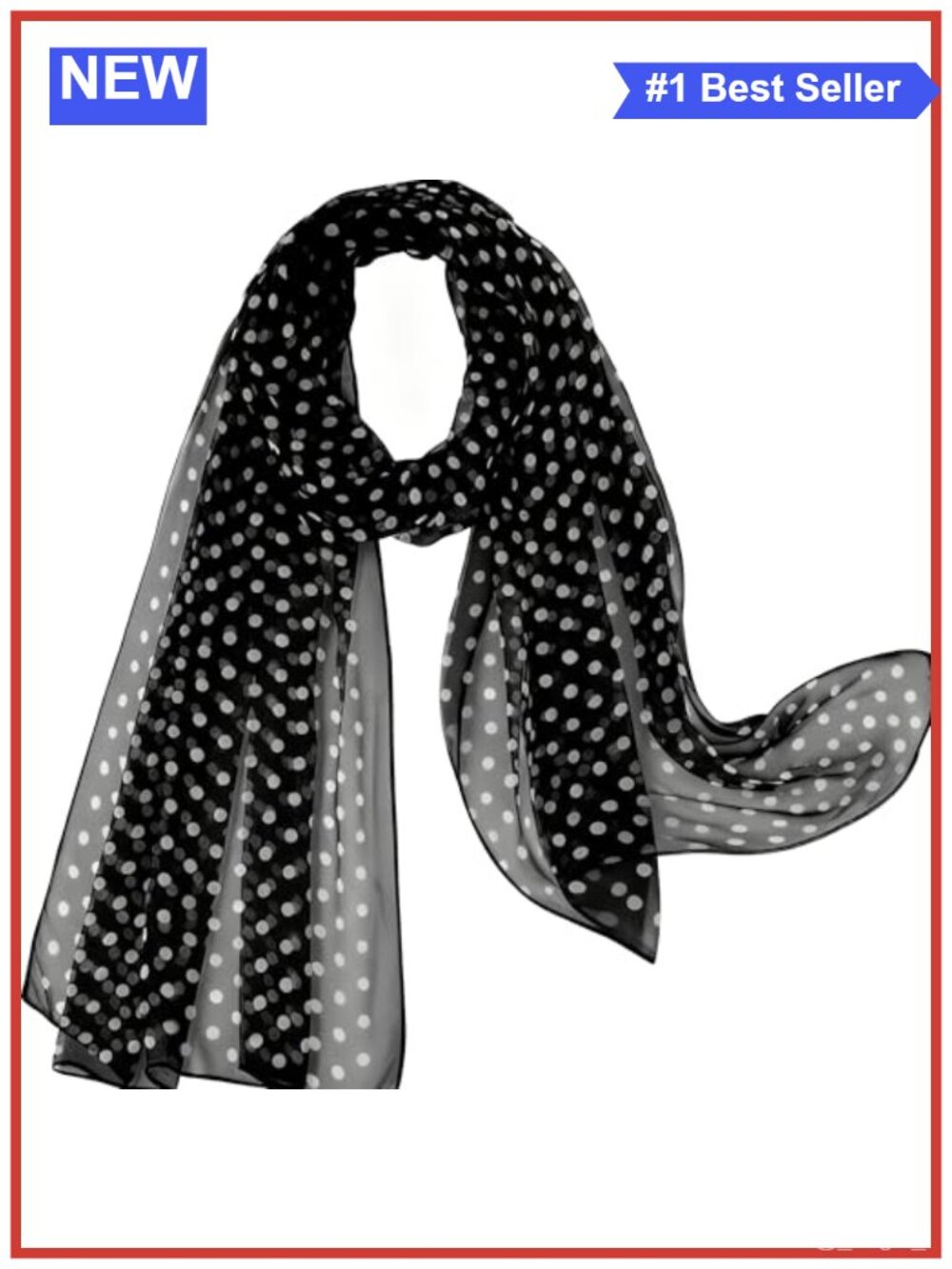 Sheer Chiffon Polka Dot Scarf Long Lightweight Women's Fashion Accessory